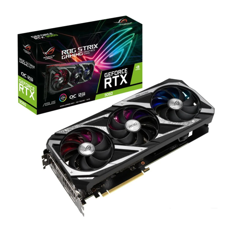 Asus ROG Strix GeForce RTX 3060 V2 12GB GDDR6 Graphics Card - كرت الشاشة